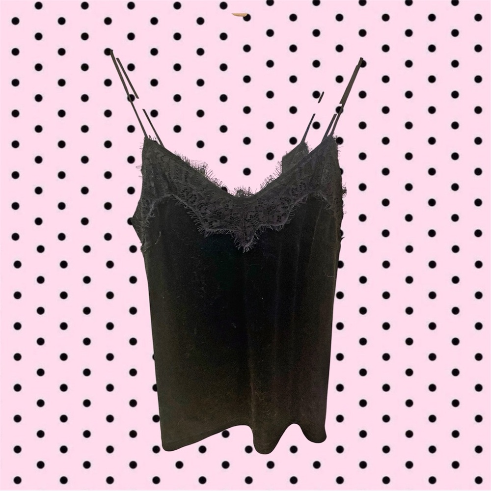 Cream Black Velvet Lace Camisole – Size Small